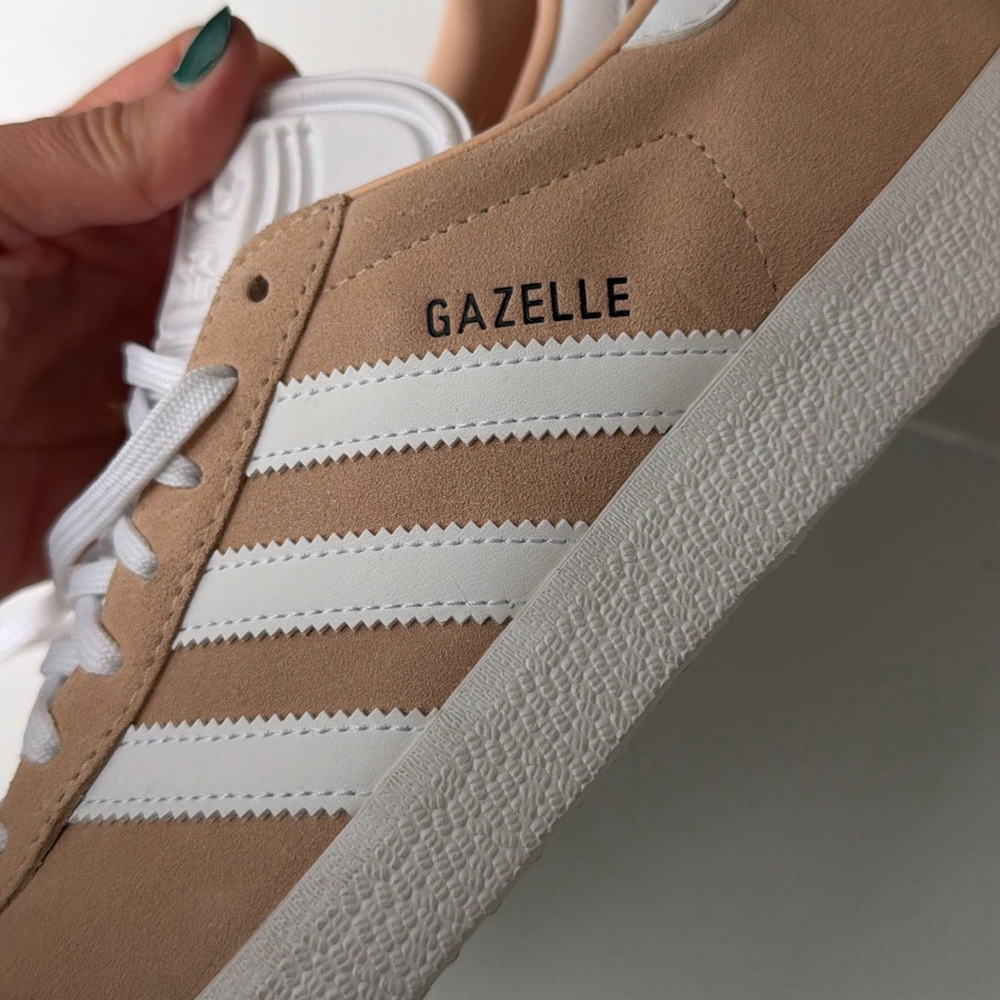 Adidas Gazelle Tan and White Sneakers - Picture 3 of 3
